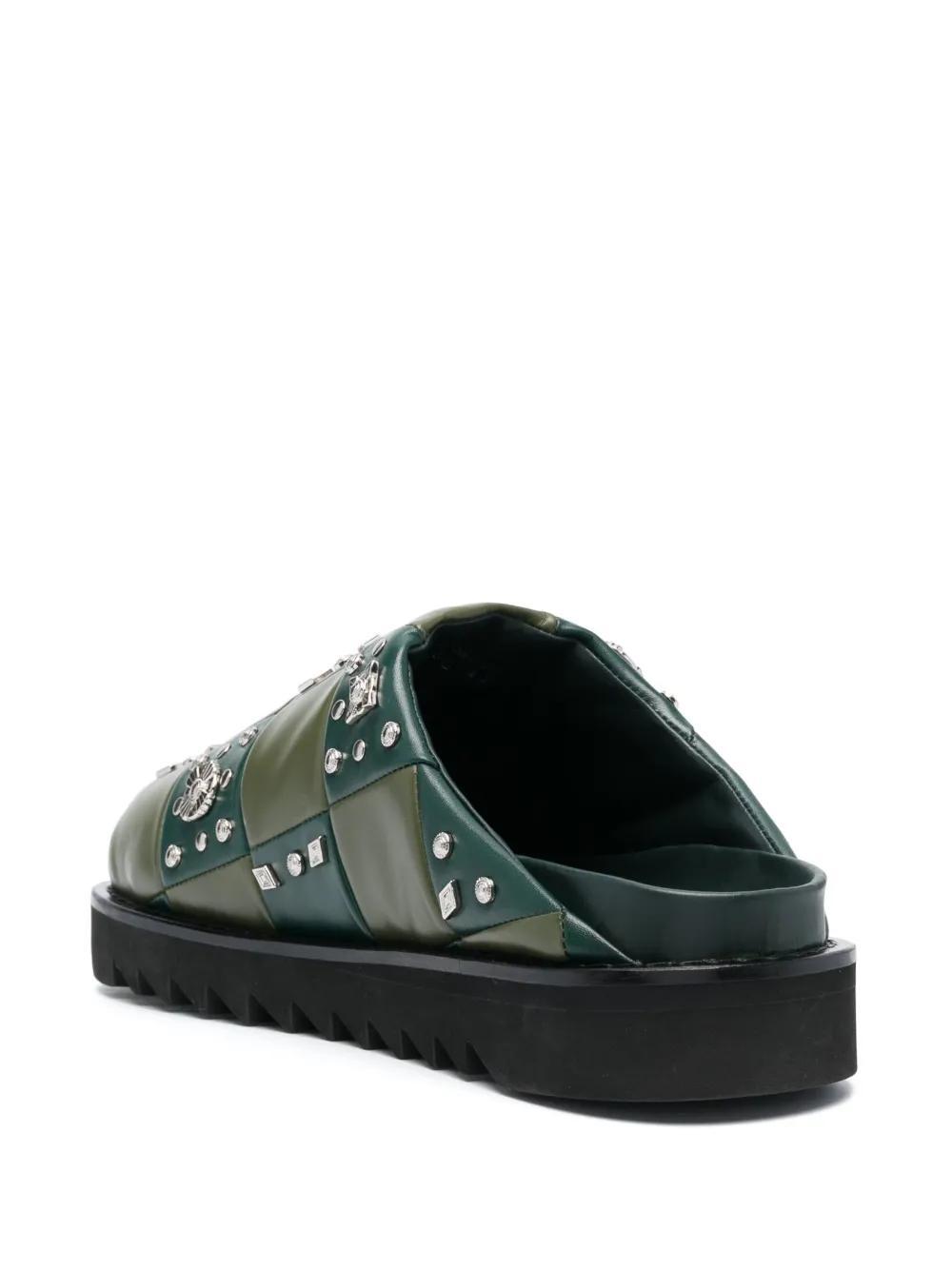 checkerboard-pattern leather slides   Product Image