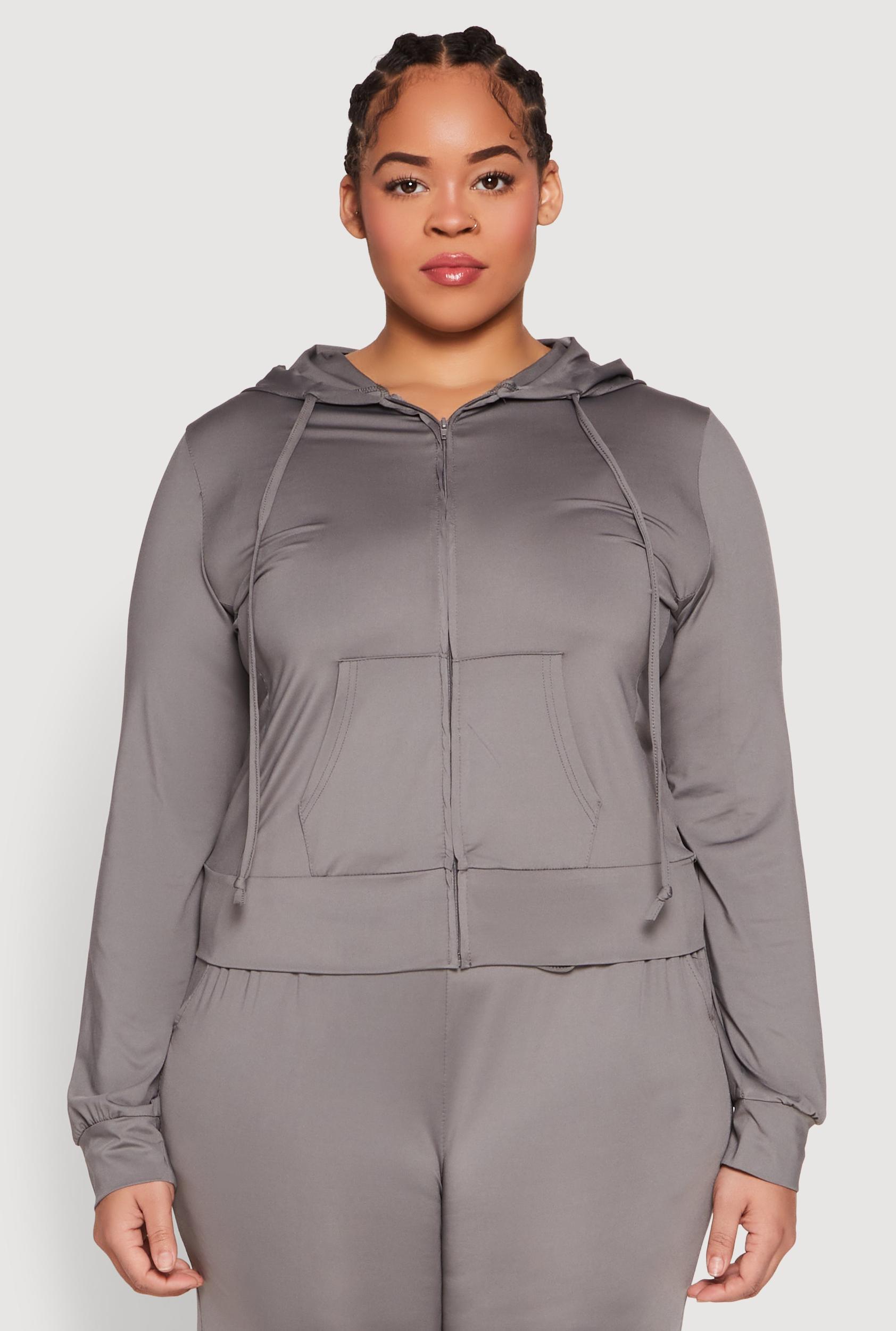 Womens Plus Size Daisy Zip Front Hooded Sweatshirt Product Image
