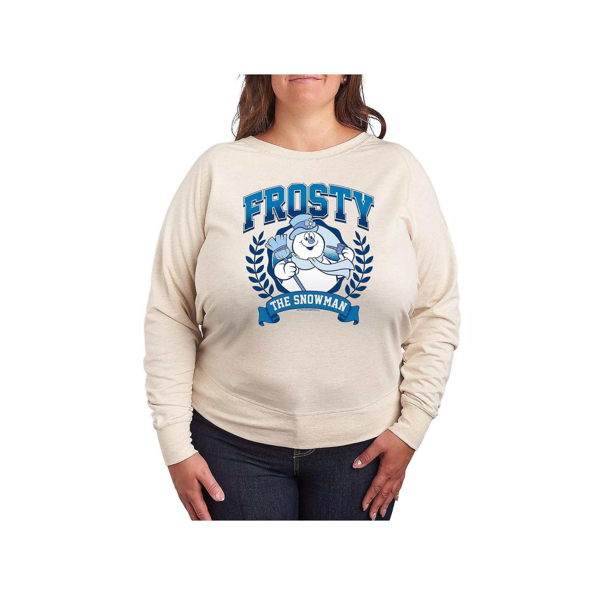 Plus Size Frosty The Snowman Collegiate French Terry Long Sleeve Tee, Womens Product Image