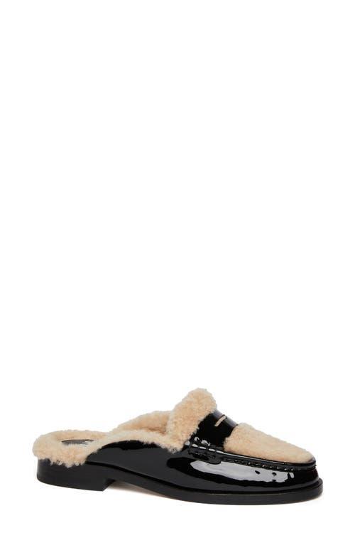 PAIGE Emmett Genuine Shearling Lined Loafer Mule In Black Product Image