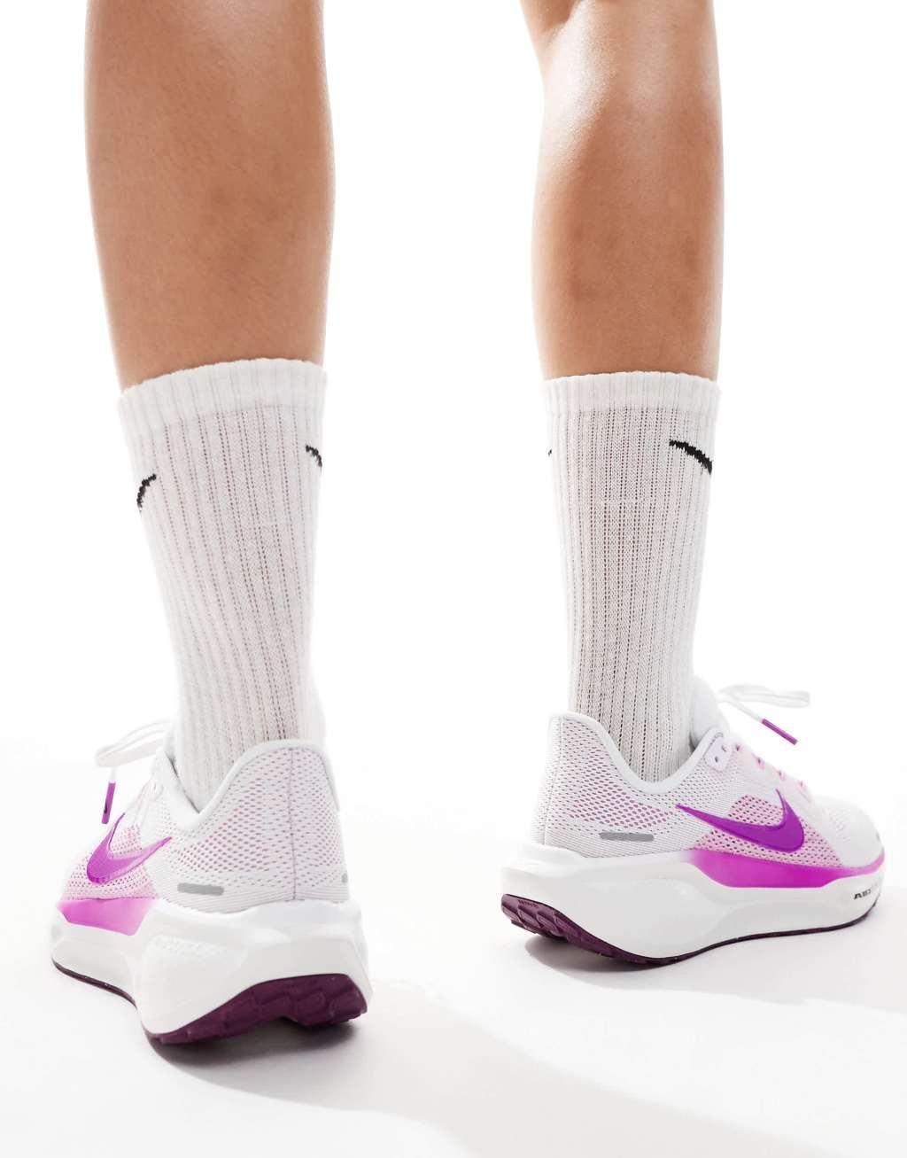 Nike Running Air Zoom Pegasus 41 sneakers in white and purple Product Image