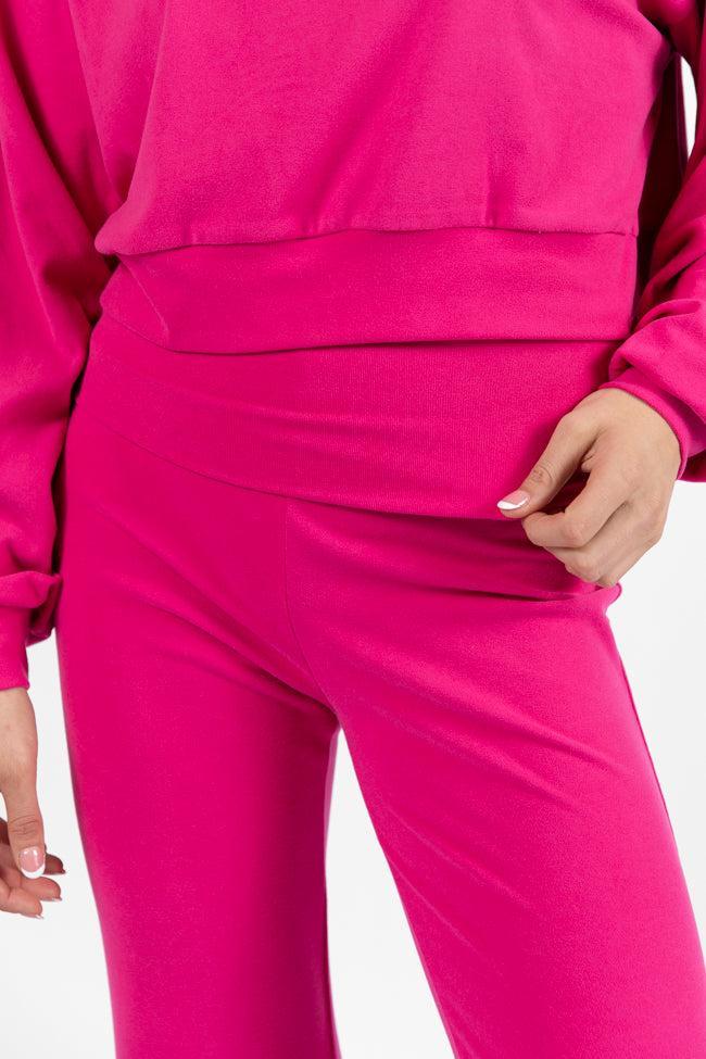 In A Dream Pink Foldover Band Super Soft Flare Pants FINAL SALE Product Image