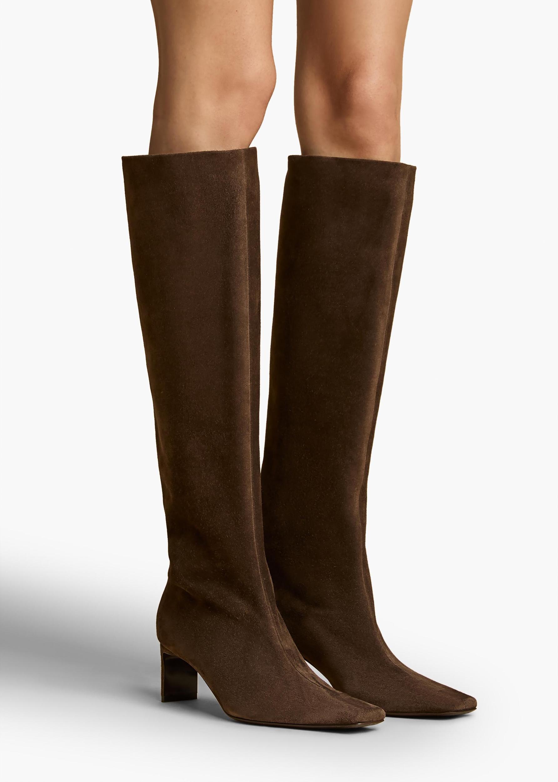 Ona Knee-High Boot in Ebano Suede Product Image