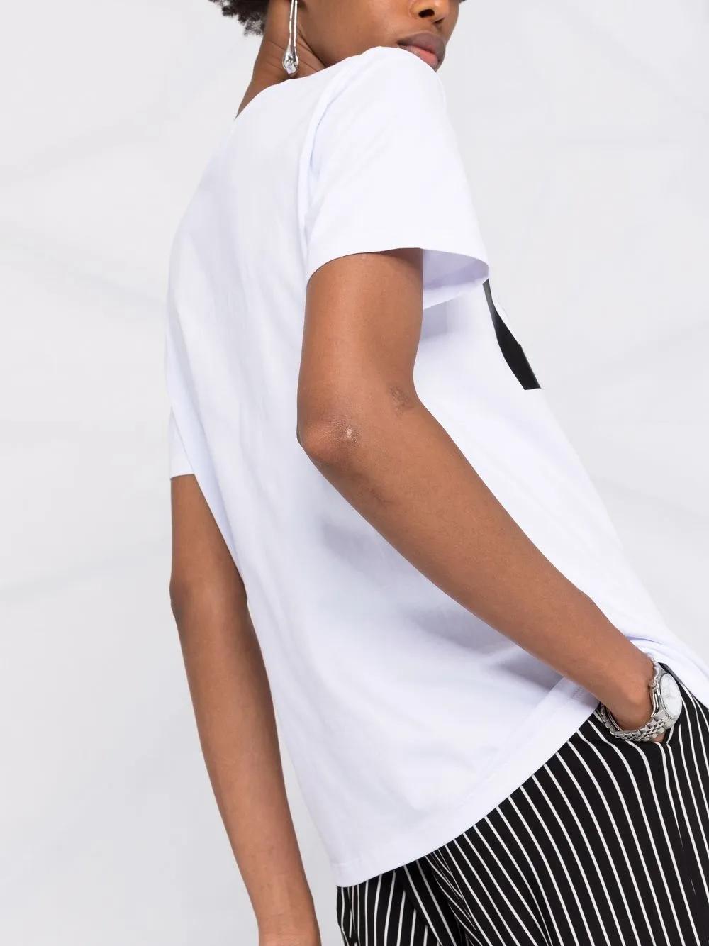 MSGM Logo Print Crewneck T-shirt In White Product Image