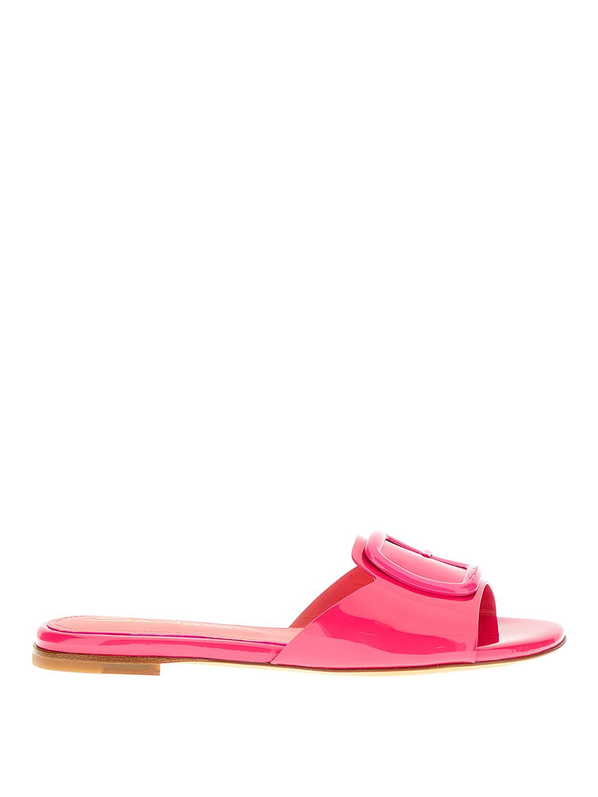 SANTONI Leather Sandals In Fuchsia Product Image