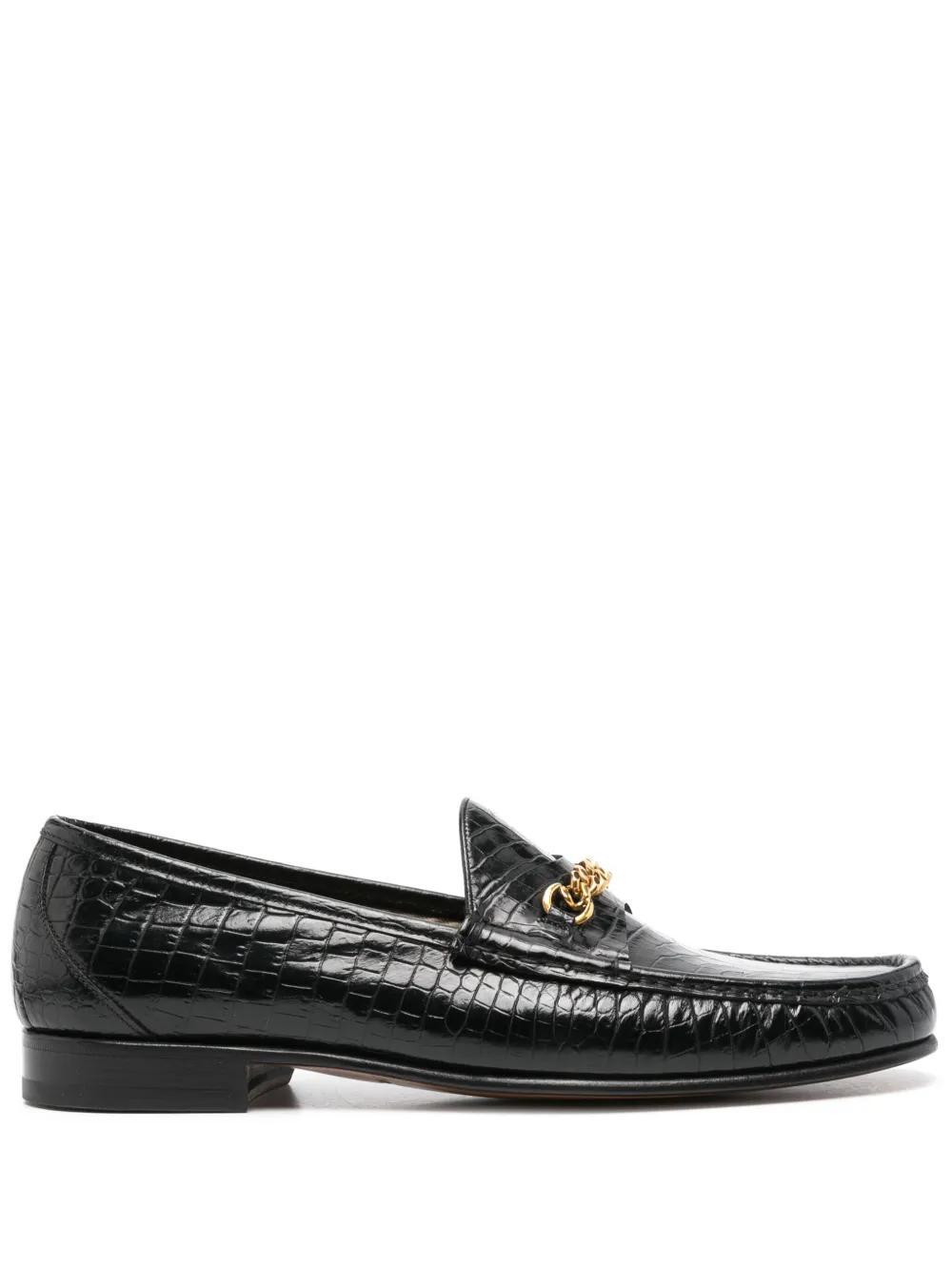 TOM FORD Leather York Chain Loafers In Negro Product Image