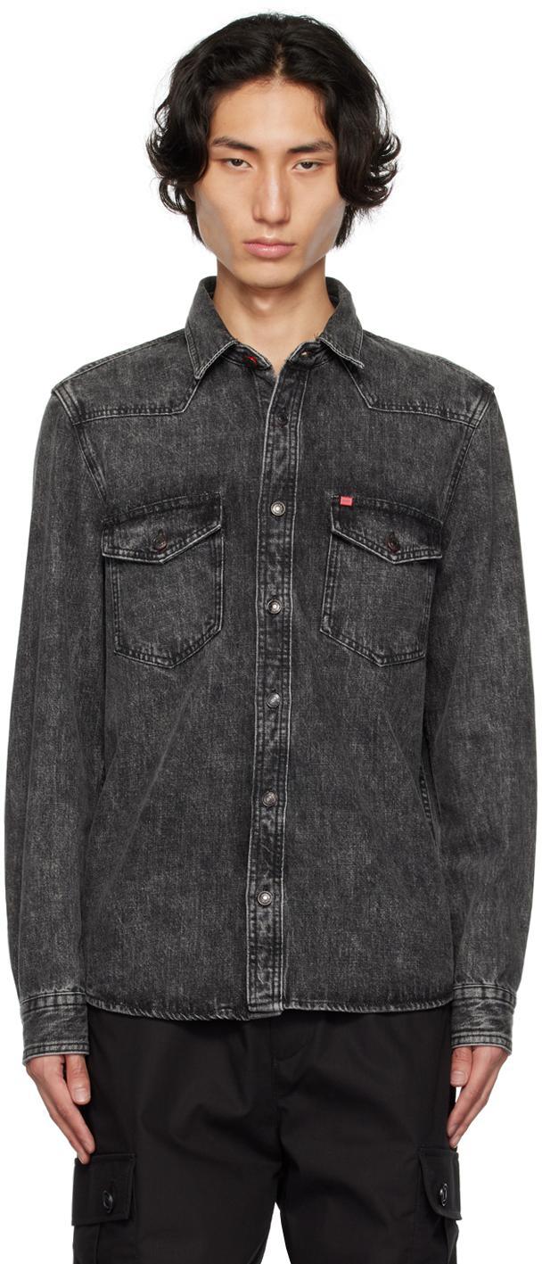 HUGO BOSS Gray Relaxed-fit Denim Shirt In Grey Product Image