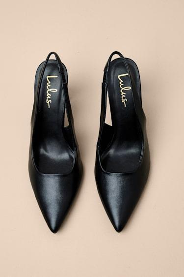 Honorata Black Pointed-Toe Slingback Pumps Product Image