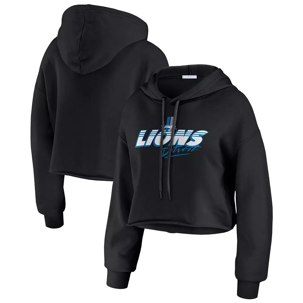 Women's WEAR by Erin Andrews Black Cleveland Browns Prime Cropped Pullover Hoodie, Size: Medium Product Image
