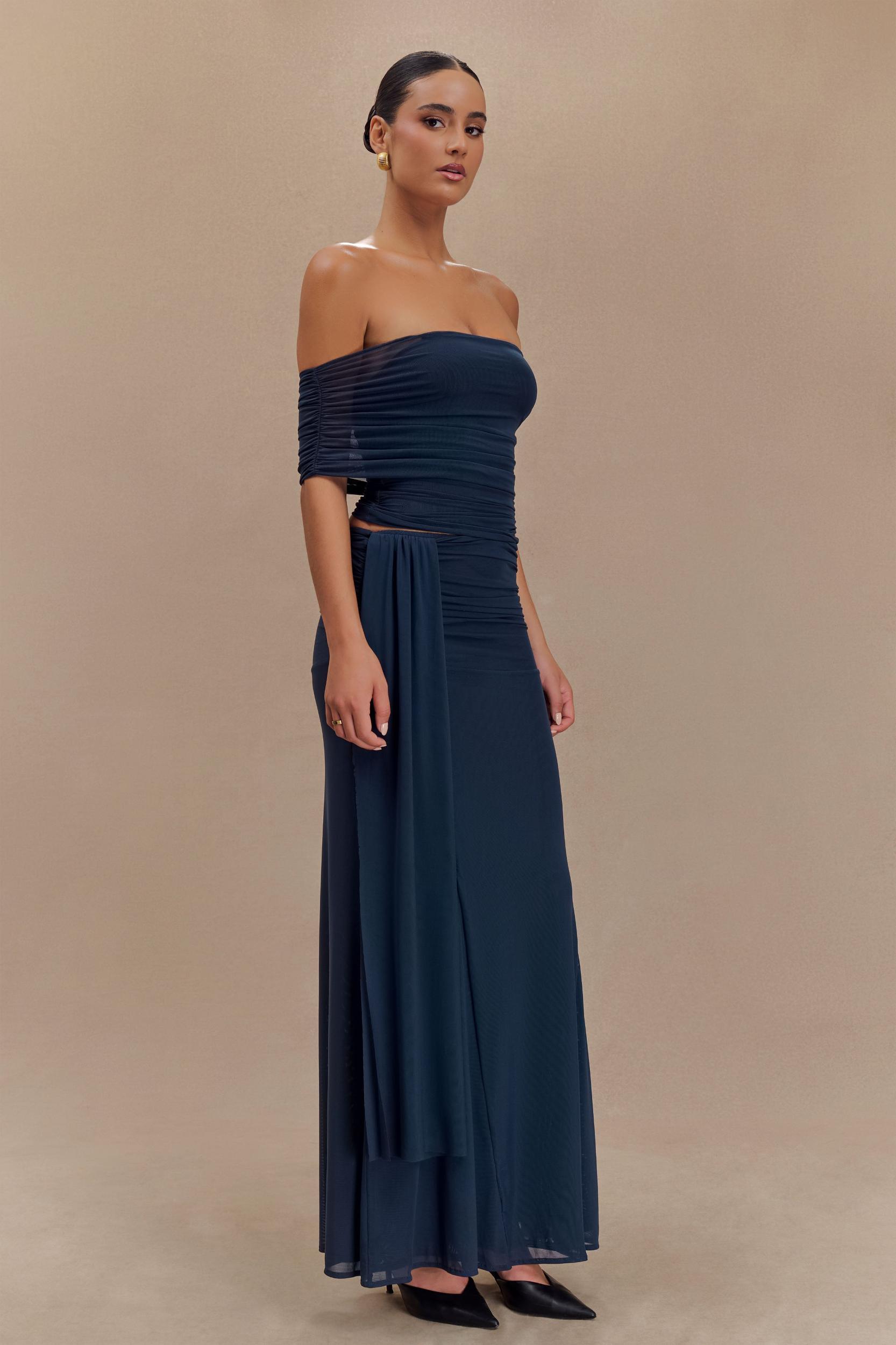 Arna Mesh Maxi Skirt - Midnight Blue Product Image