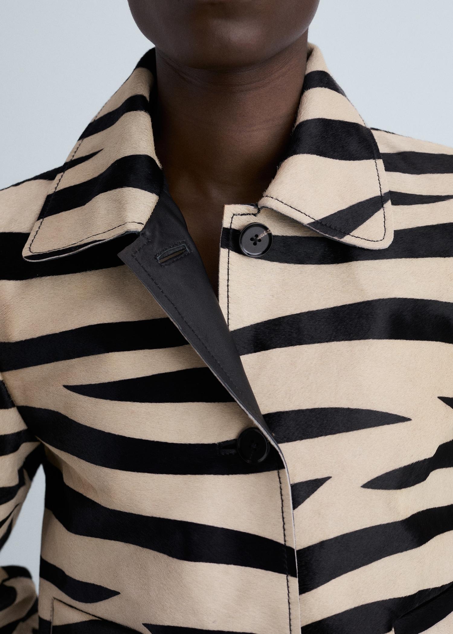 Zebra-print fur jacket - Women | MANGO USA Product Image