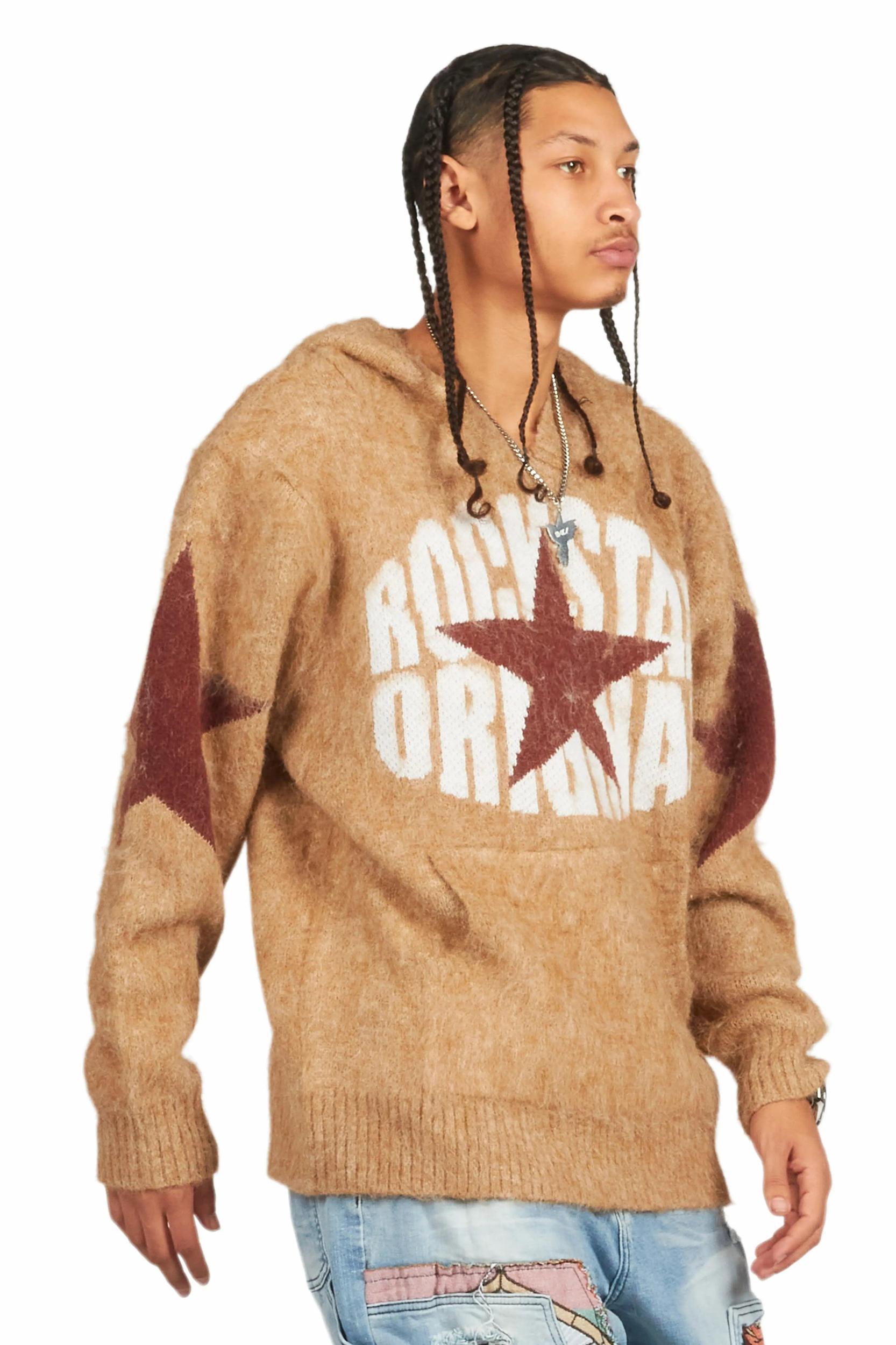Nasheaka Brown Graphic Mohair Hoodie Female Product Image