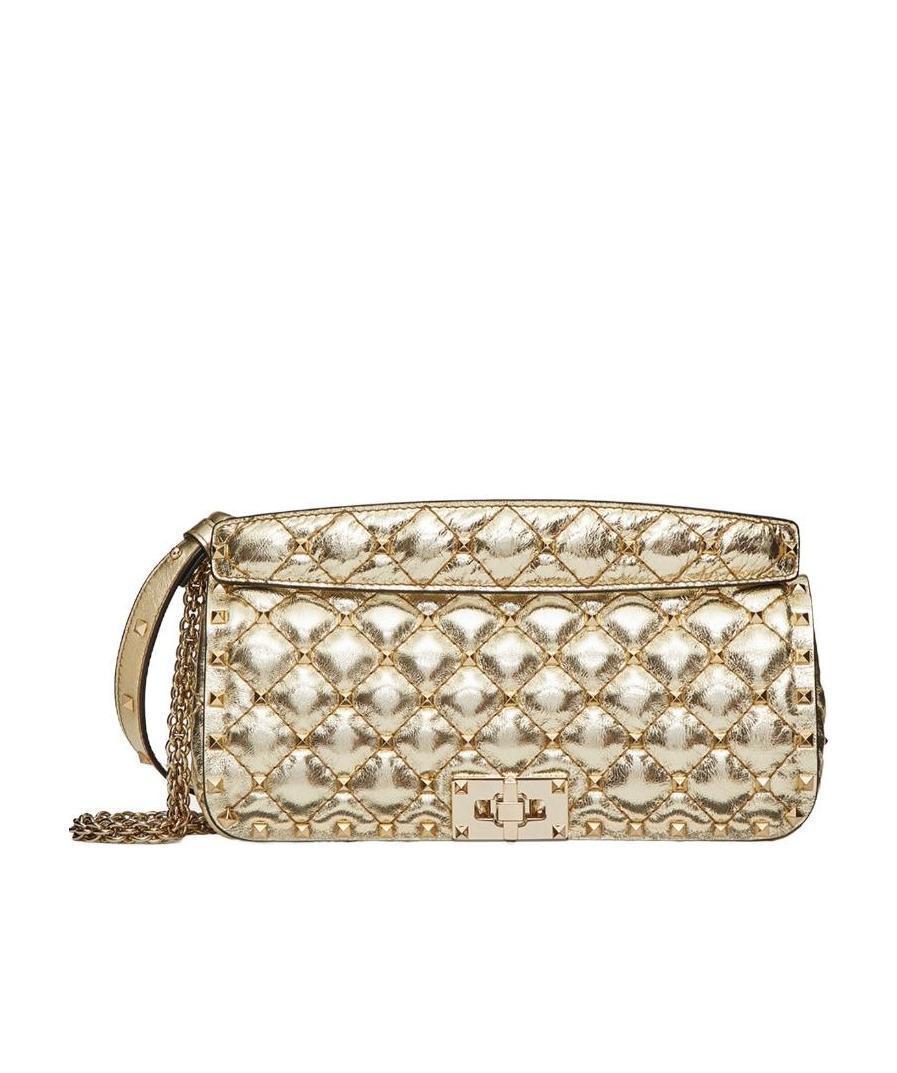 VALENTINO GARAVANI Rockstud Spike Quilted Shoulder Bag In Nude Product Image