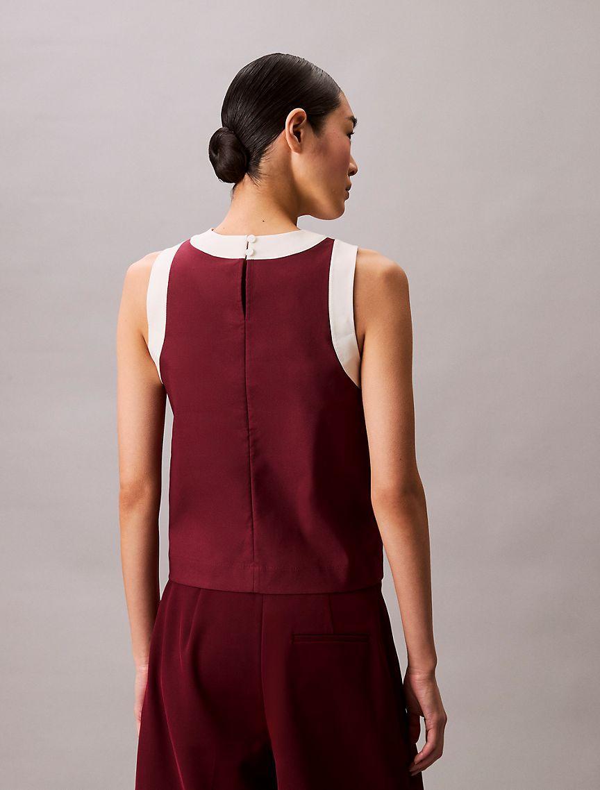 Calvin Klein Womens Contrast Trim Relaxed Tank Top - Red Product Image