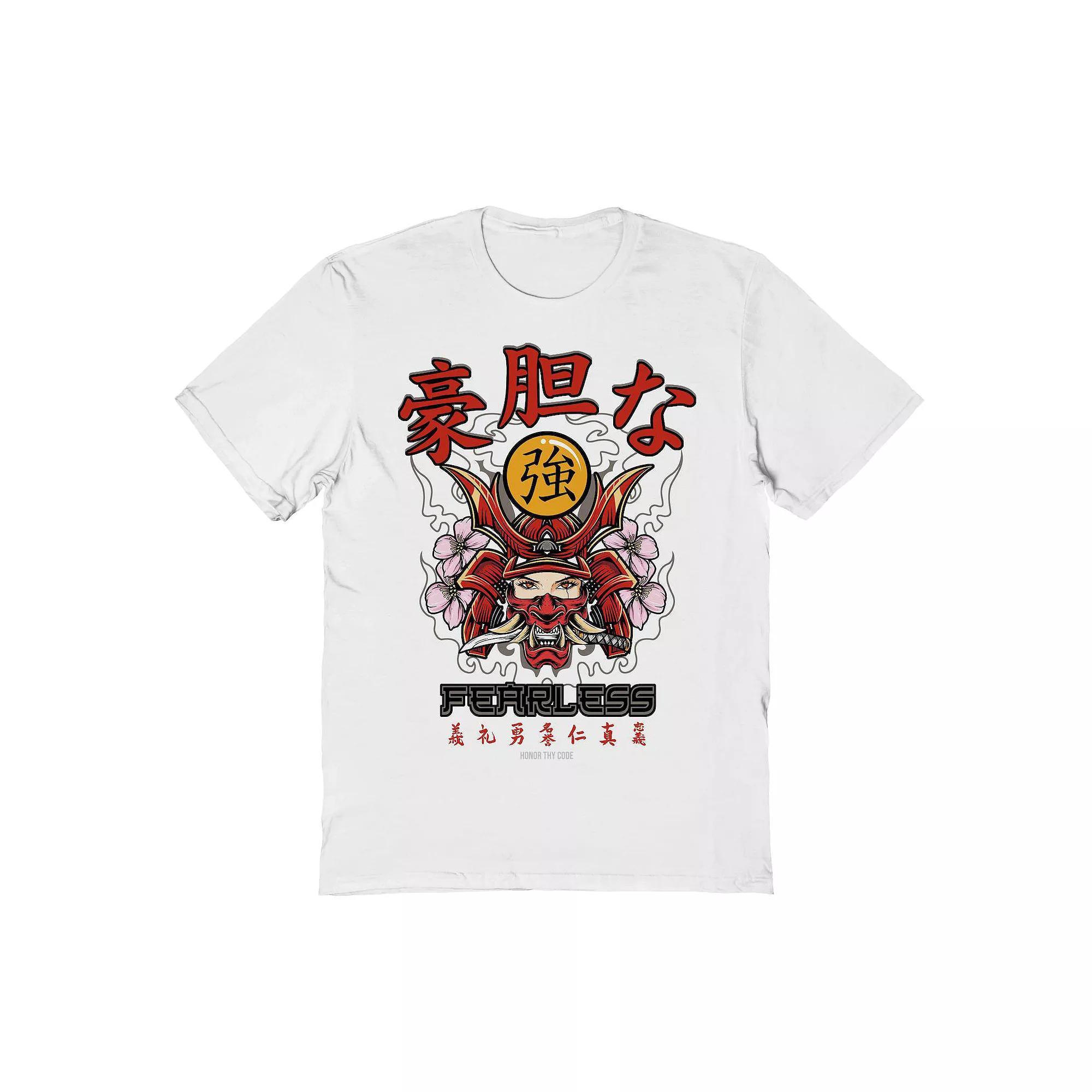 Men's Fearless Samurai Portrait Graphic Tee, Size: Medium, White Product Image