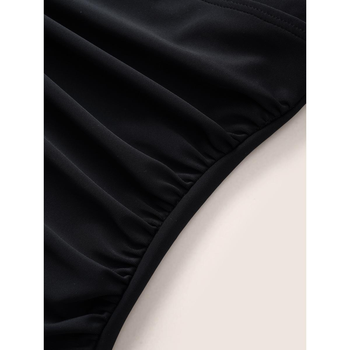 Plus Size Polka Dot Patchwork Ruffles Gathered One Piece Swimsuit Women's Swimwear Black Beach Non Curve Bathing Suits High stretch One Pieces BloomChic 30/6X Product Image
