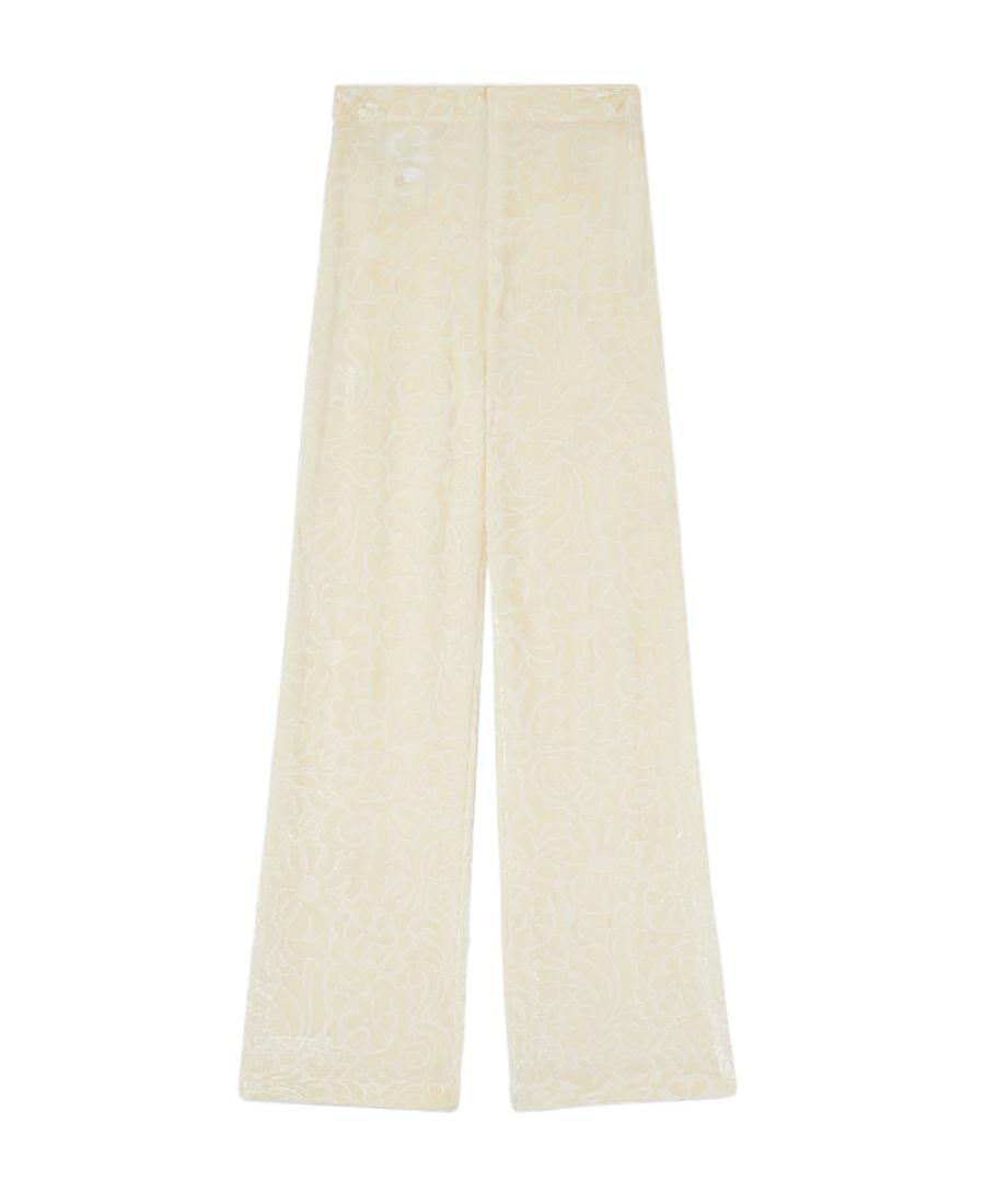 JIL SANDER Embroidered-flower Trousers In White Product Image