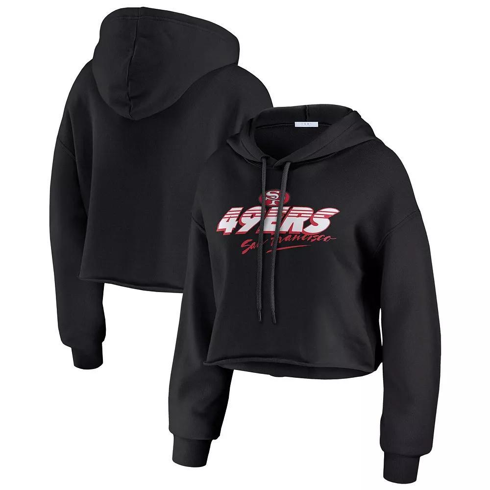 Women's WEAR by Erin Andrews Black Cleveland Browns Prime Cropped Pullover Hoodie, Size: Medium Product Image