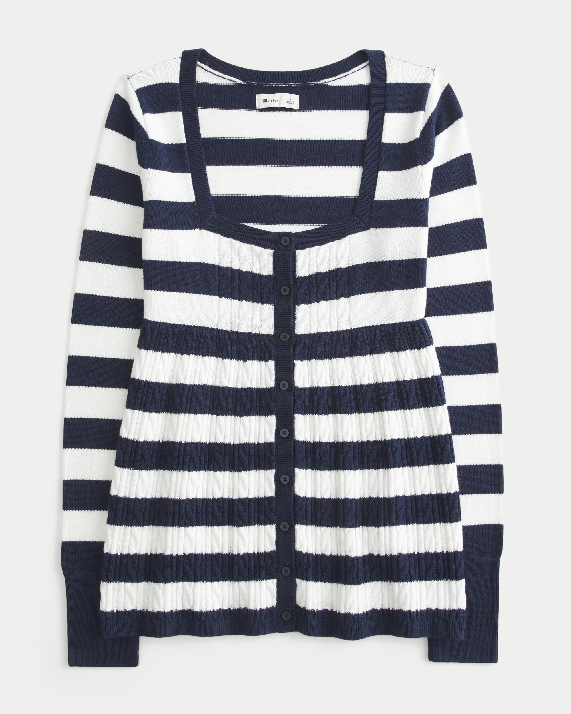 Easy Long-Sleeve Square-Neck Babydoll Sweater Product Image
