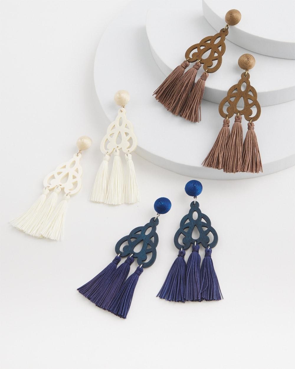 No Droop™ White Fringe Earrings Product Image