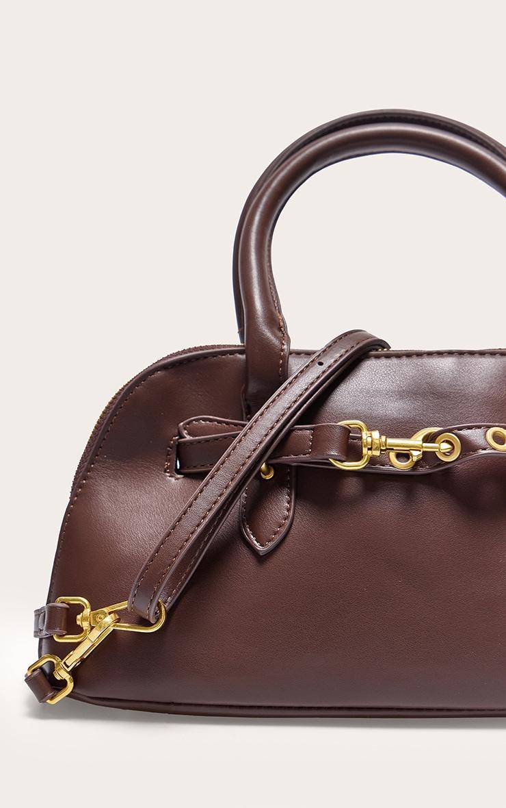 Chocolate Mini PU Bowling Handbag Product Image