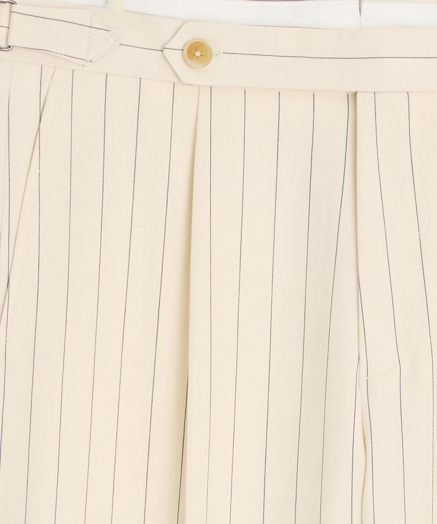 Italian Cotton Linen Striped Side Tab Trouser Product Image
