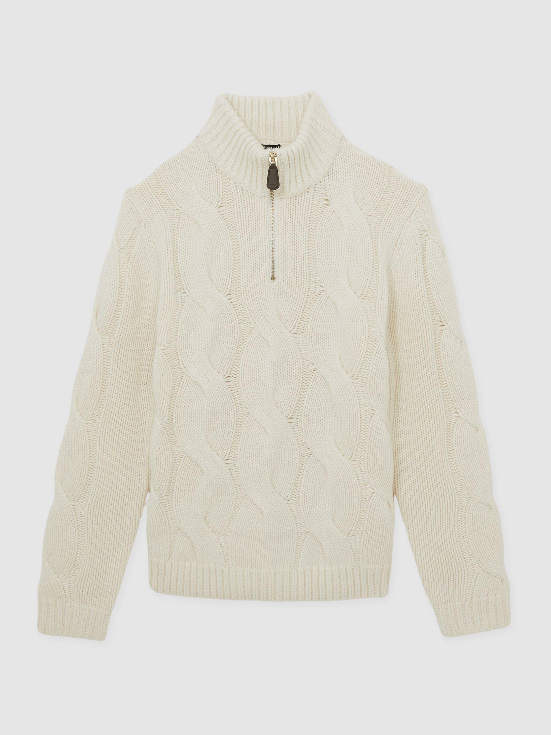 Atelier Cabled-Cashmere Jumper in White Product Image