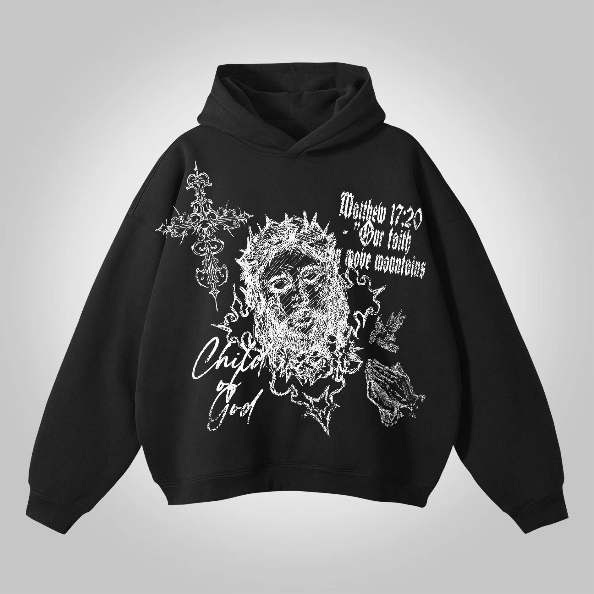 Sopula Vintage Jesus Piece Graphic Cross Bible Print Pocketless Hoodie Product Image