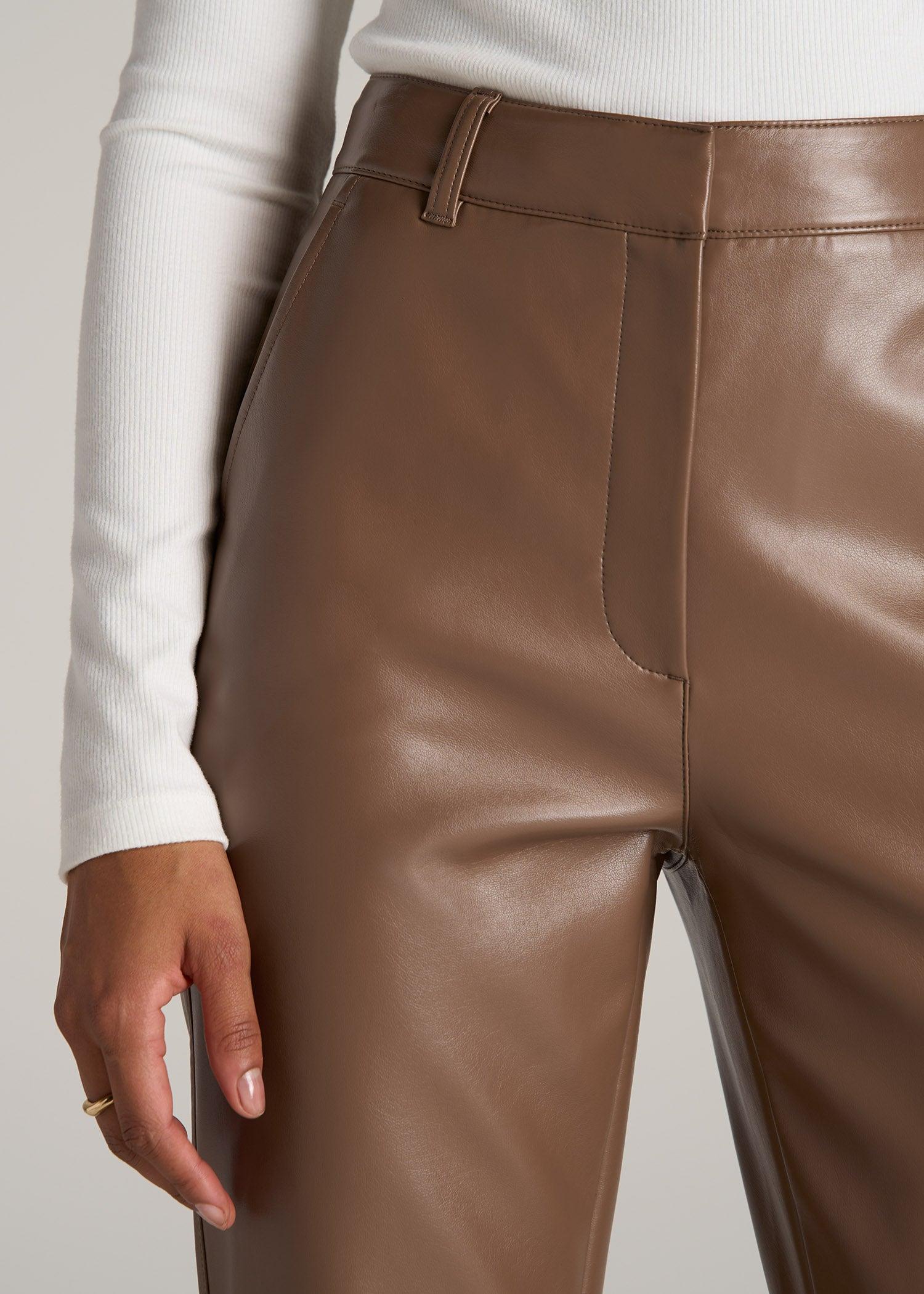 High Rise Flare Faux Leather Pants for Tall Women in Aztec Brown Product Image