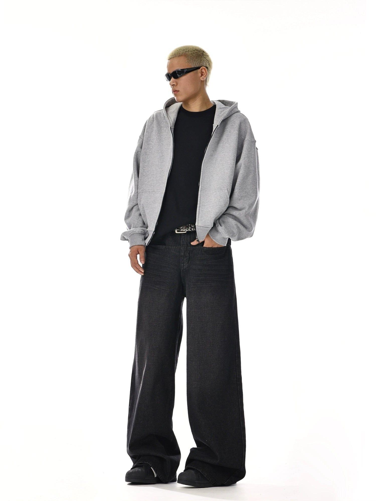 RT No. 12055 BLACK RELAX STRAIGHT DENIM JEANS Product Image