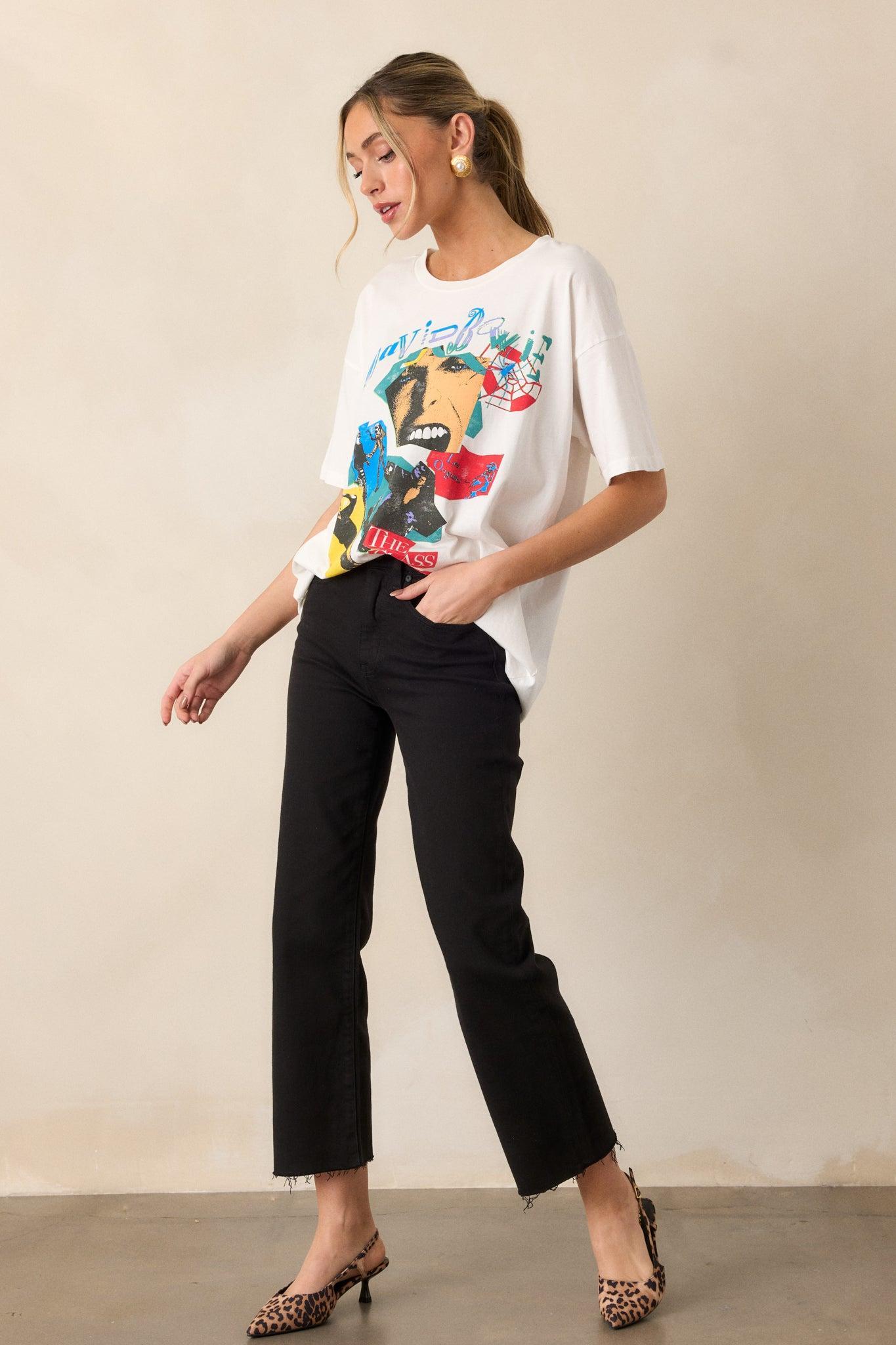 High Stakes Black Cropped Straight Leg Jeans Product Image