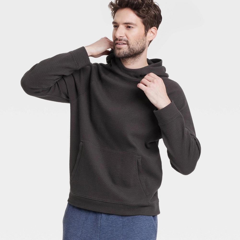 Mens Textured Pullover Hoodie - All In Motion Charcoal L Product Image