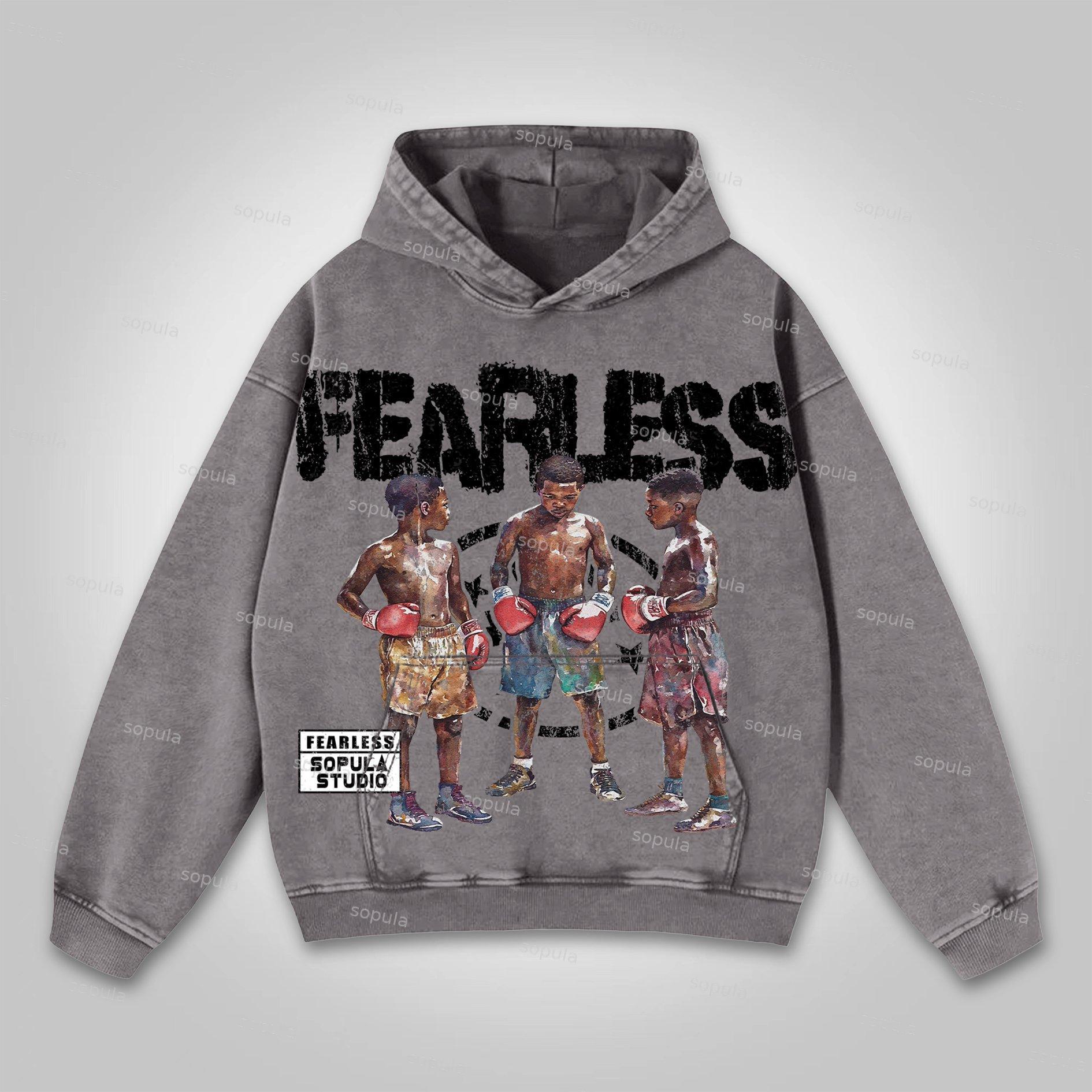 Sopula Studio Boxer Fearless Graphic Print Washed Hoodie Product Image