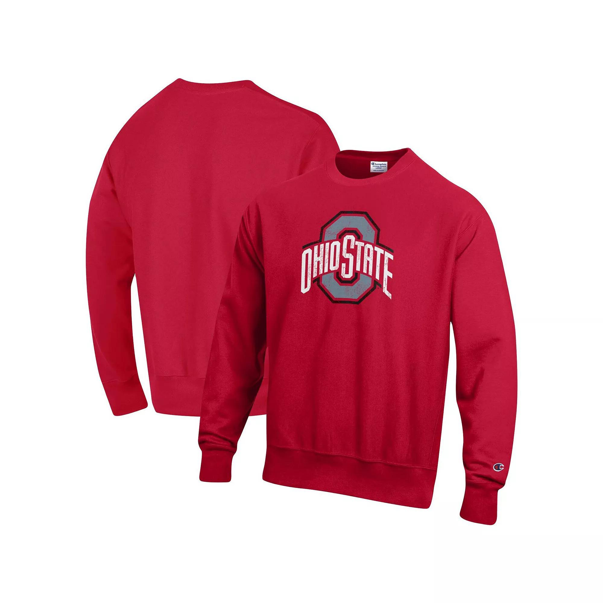 Men's Champion Scarlet Ohio State Buckeyes Vault Logo Reverse Weave Pullover Sweatshirt, Size: Small, Red Product Image