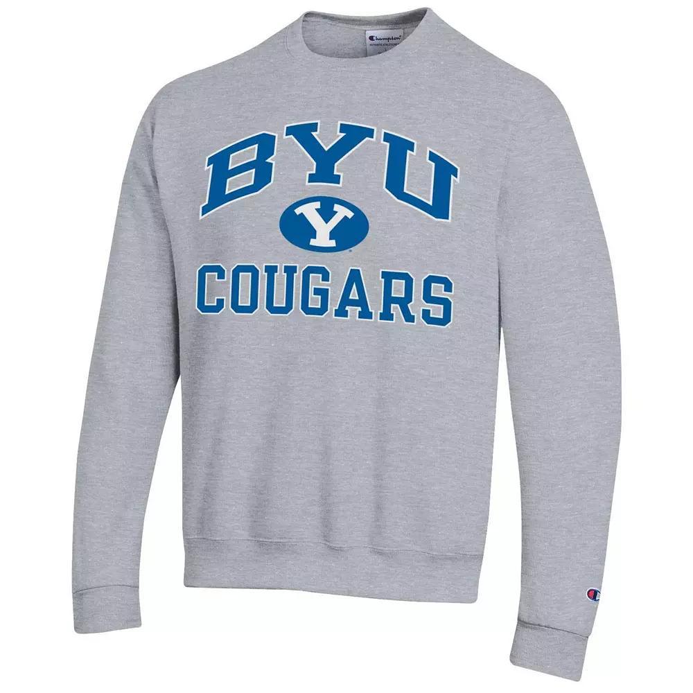 Men's Champion Heather Gray BYU Cougars High Motor Pullover Sweatshirt, Size: 2XL, Grey Product Image