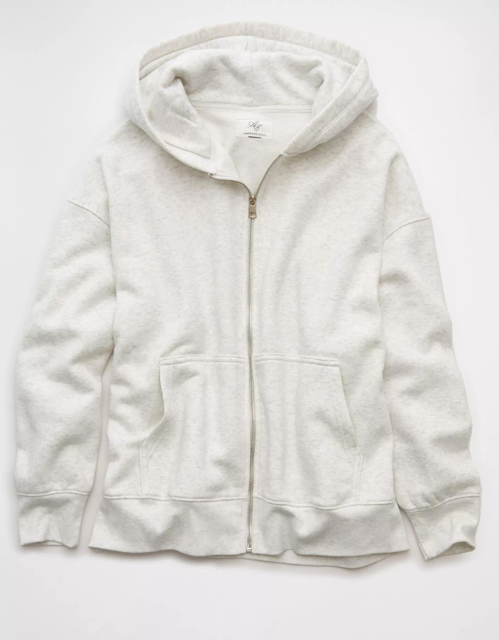 AE Everyday Luxe Oversized Zip-Up Hoodie Product Image