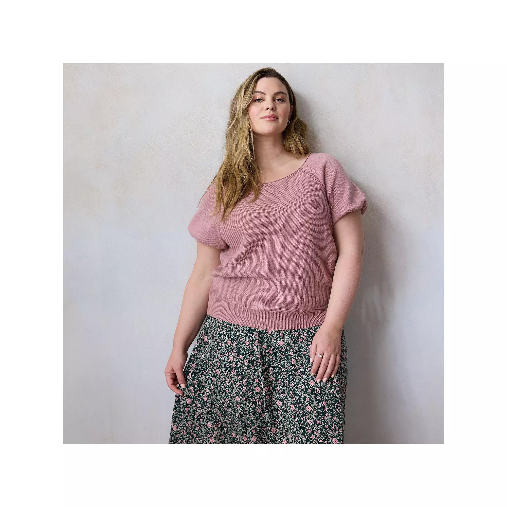 Plus Size LC Lauren Conrad Short Sleeve Knit Sweater Tee, Women's, Size: 2XL, Purple Silk Product Image