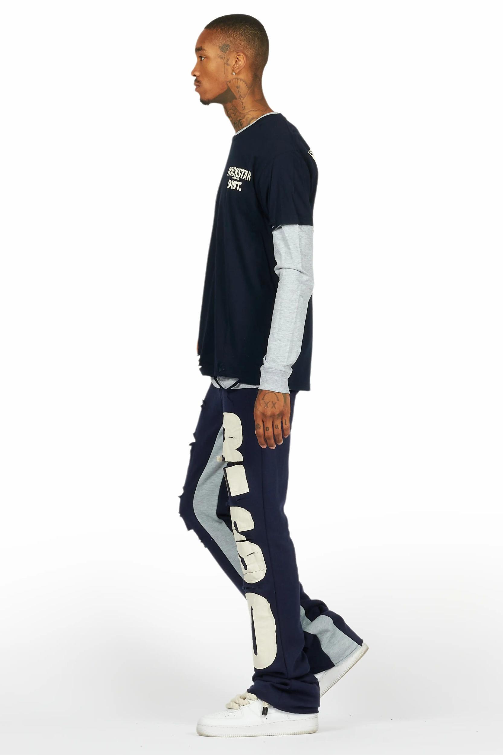 Berne Navy/Grey Double Layer T-Shirt/Baggy Pant Set Male Product Image
