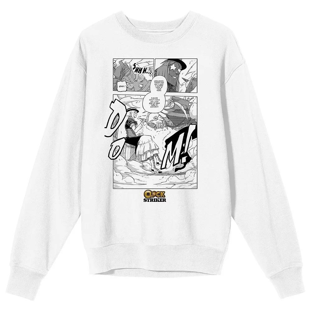 Men's Clock Striker Manga Page Long Sleeve, Size: Large, White Product Image