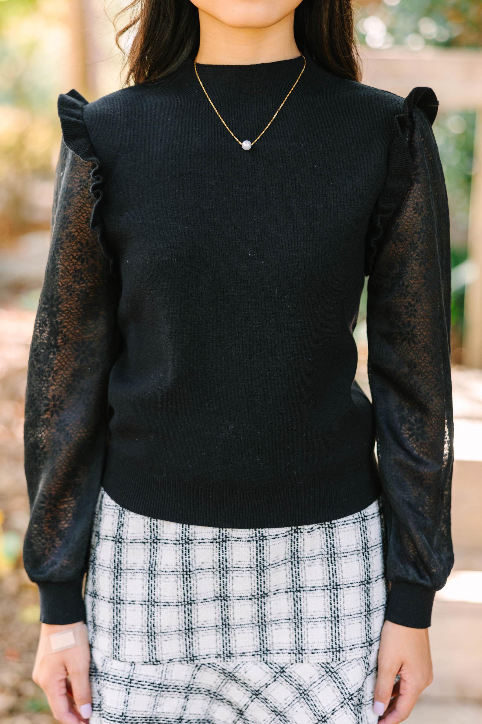 All Around The Way Black Ruffled Sweater Female Product Image