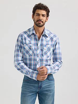 Men's Wrangler Retro® Long Sleeve Sawtooth Snap Pocket Western Shirt in Cherry Product Image