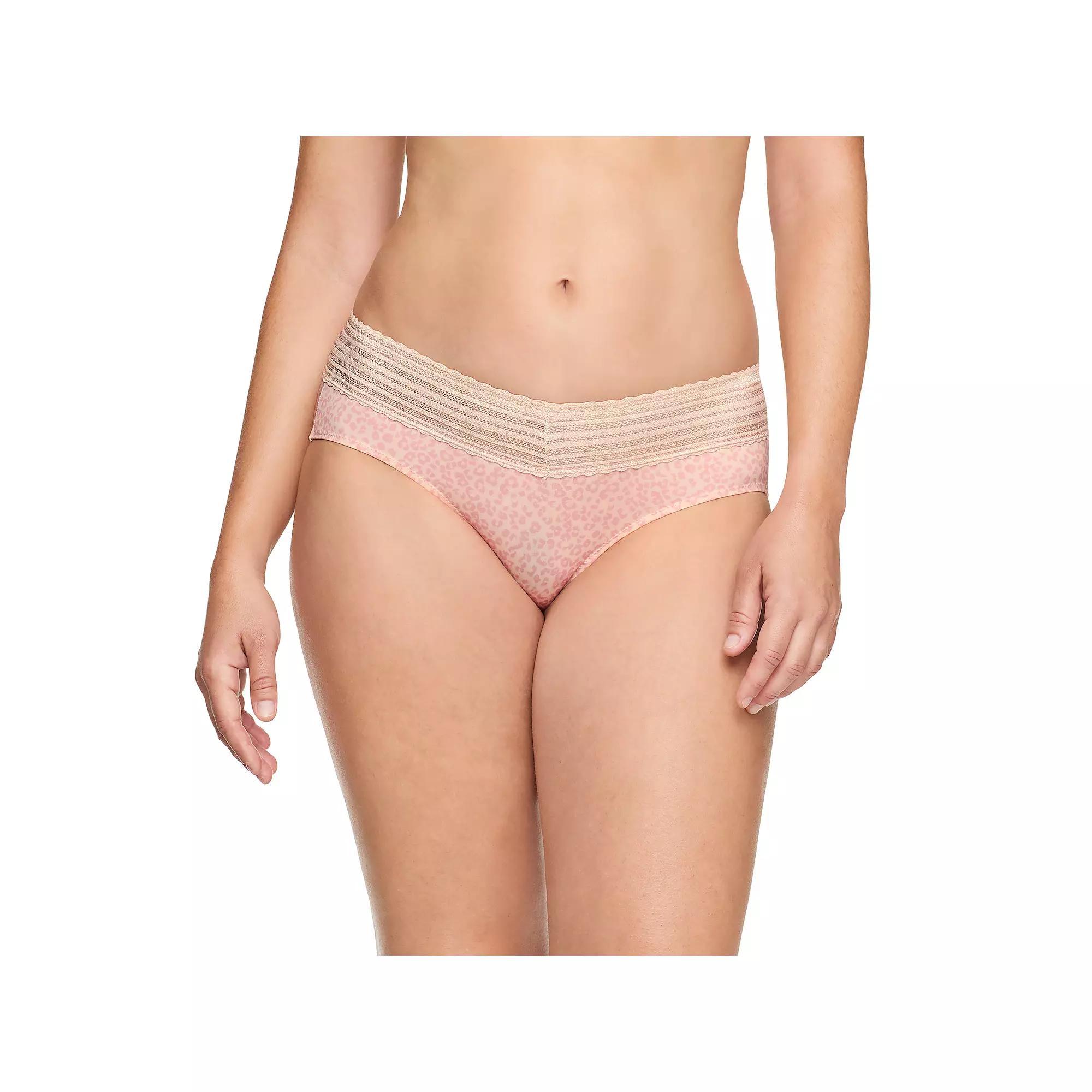Warners No Pinching, No Problems® Dig-Free Comfort Waist with Lace Microfiber Hipster 5609J, Women's, Size: XXL, Yellow Rose Leo Product Image