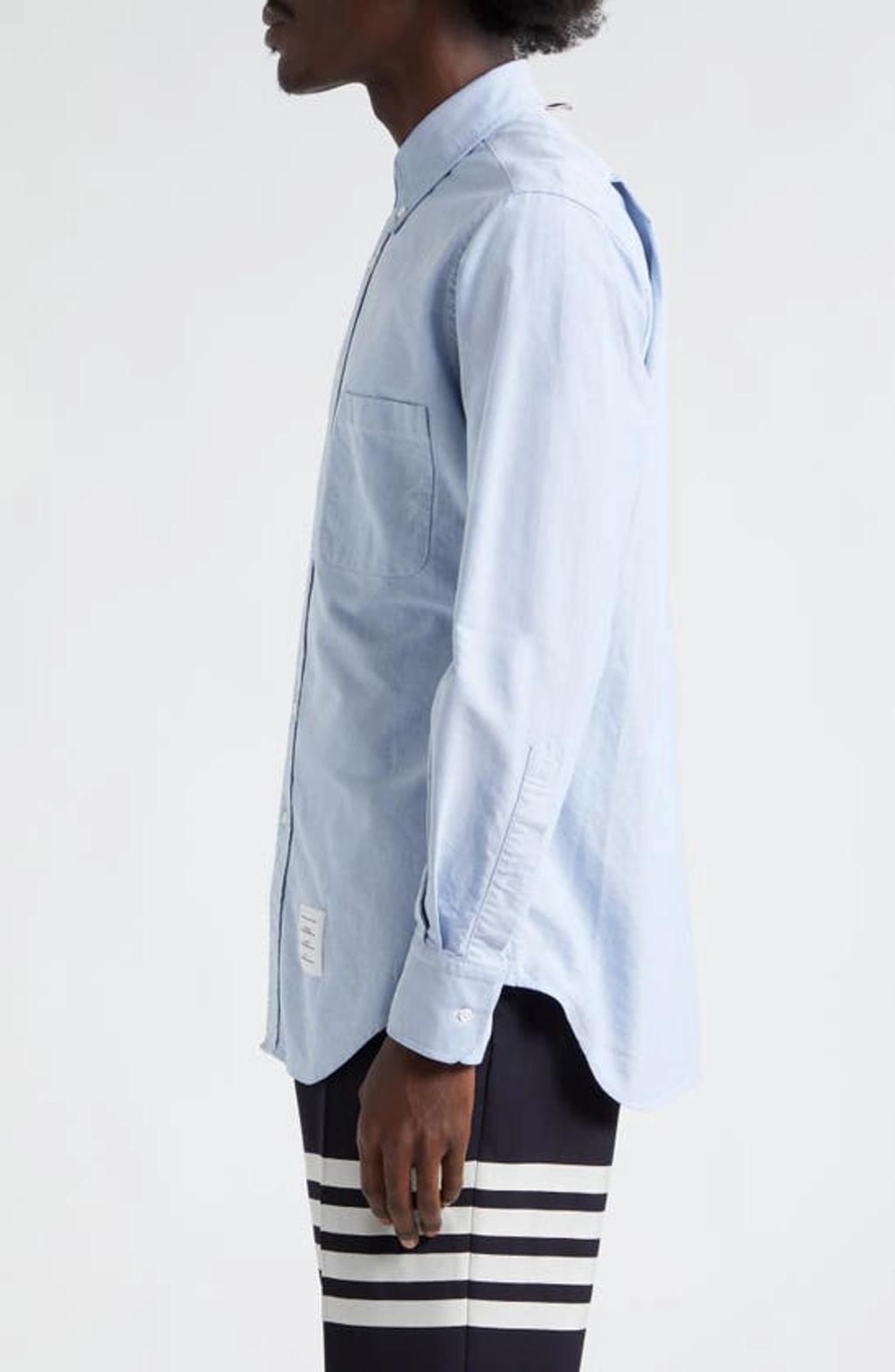 THOM BROWNE Classic Fit Cotton Button-down Shirt In Light Blue Product Image