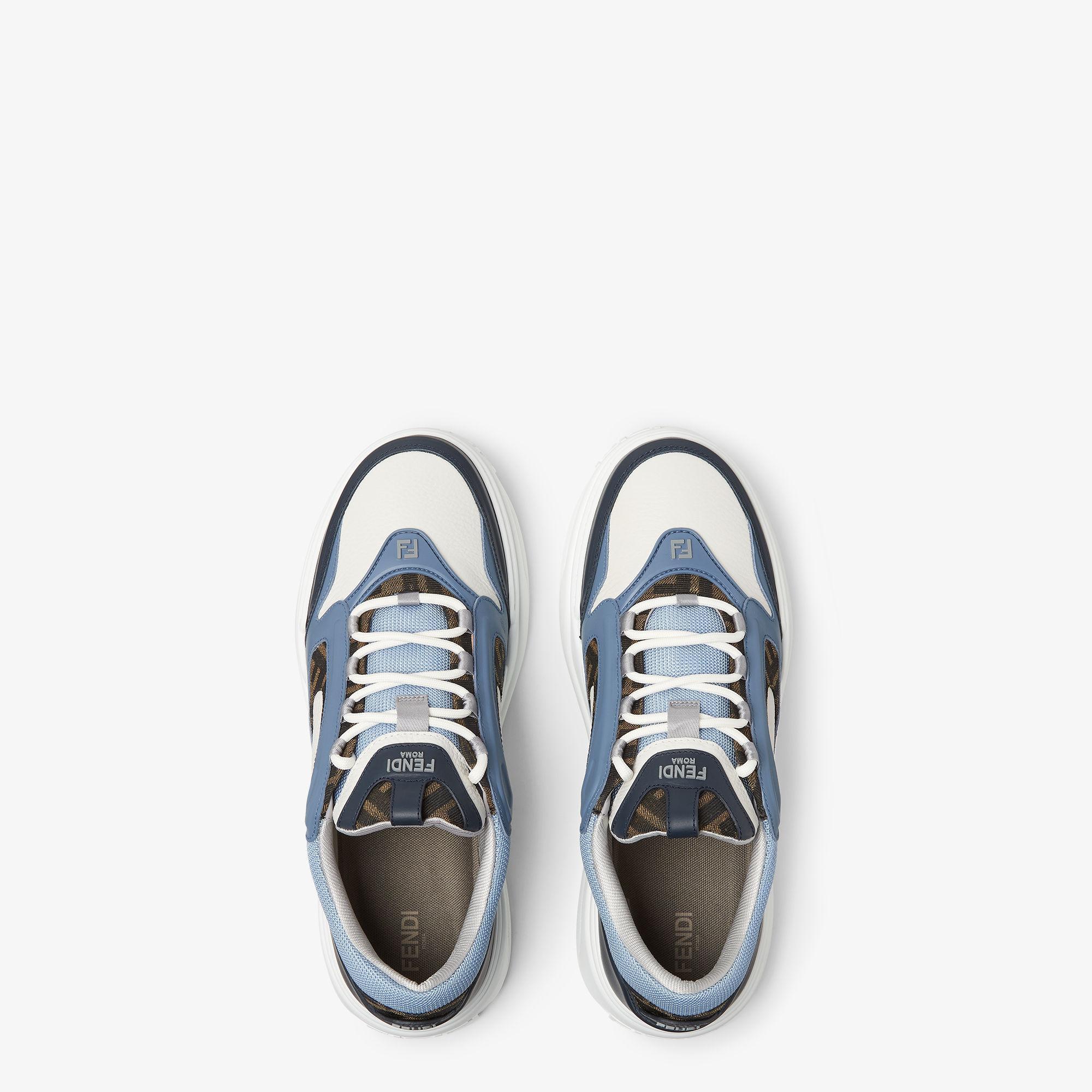 Fendi Force sneakersWhite, light blue and blue leather low-tops Product Image