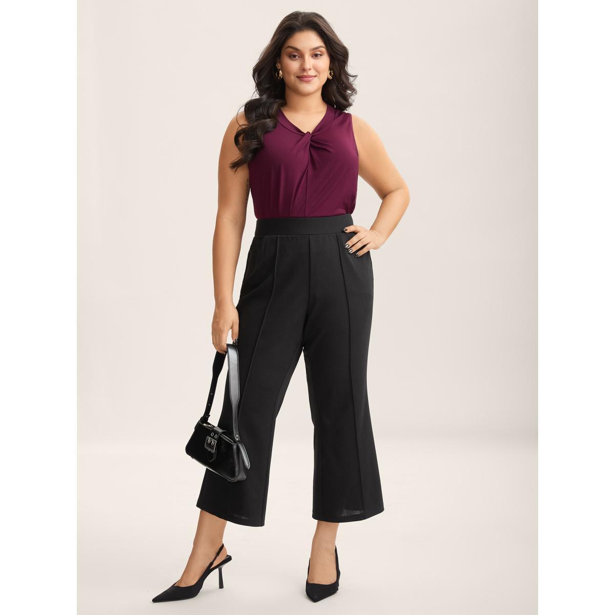 Plus Size Seamed Bootcut Mid-Rise Pants Women Black At the Office Bootcut Mid Rise Work Pants BloomChic 18-20/2X Product Image