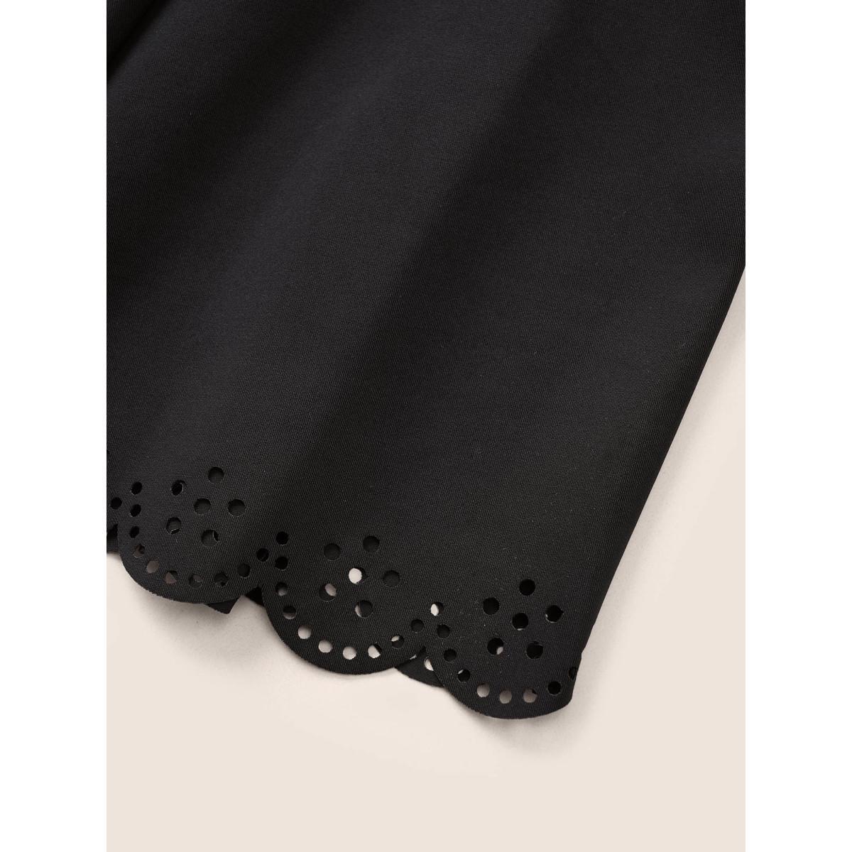 Plus Size Laser Cut Hem Bodycon Swim Skirt Women's Swimwear Black Beach Lined High stretch Bodycon High Rise Curve Swim Bottoms BloomChic 28/5X Product Image
