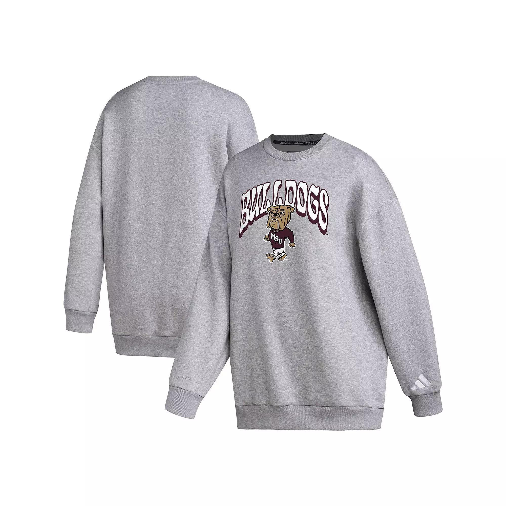 Women's adidas Gray Mississippi State Bulldogs Vintage Stylin Pullover Sweatshirt, Size: Large, Mst Grey Product Image