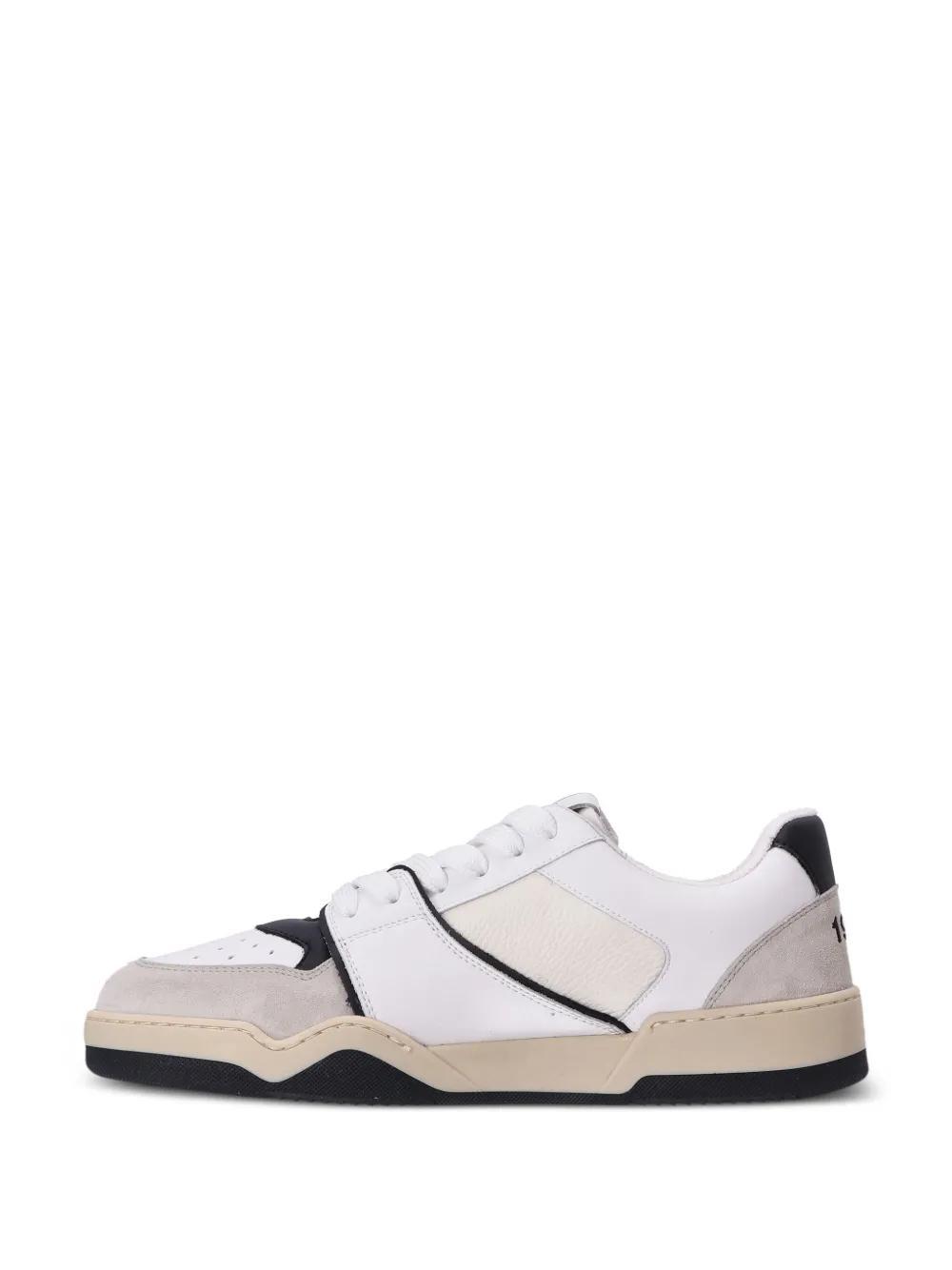 Spiker leaf-embroidered leather sneakers Product Image