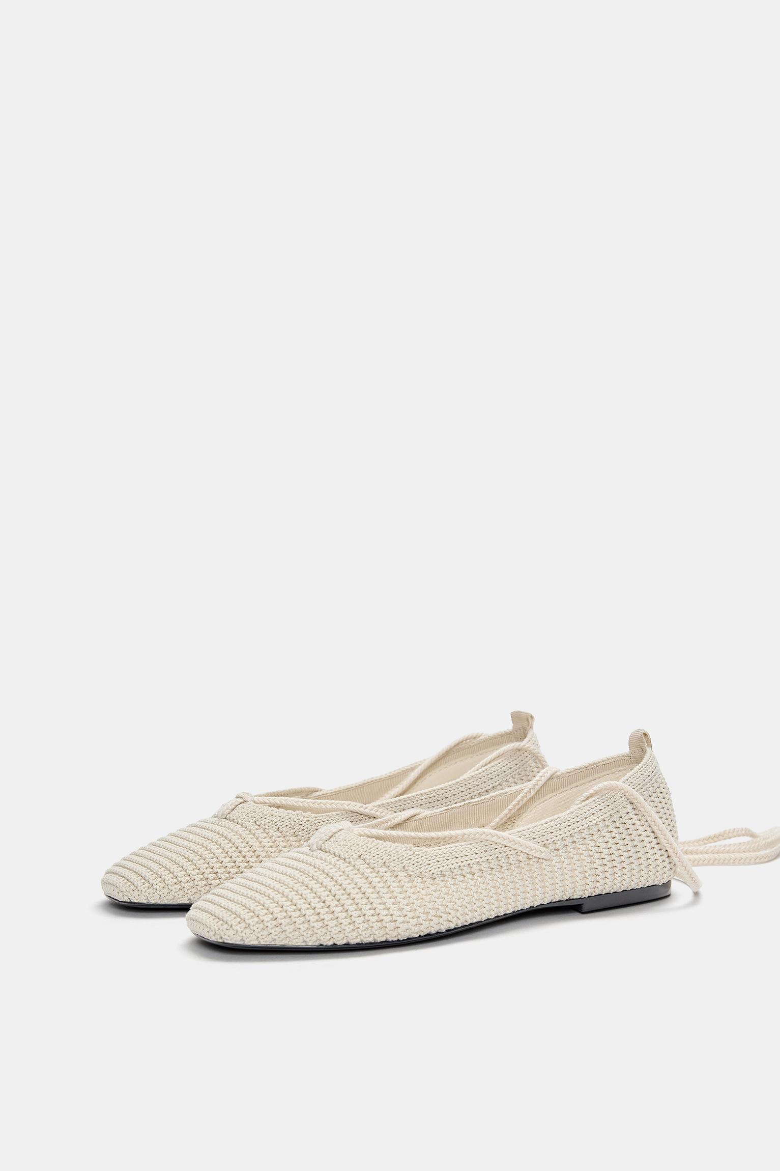 Crochet ballerinas with tie detail Product Image