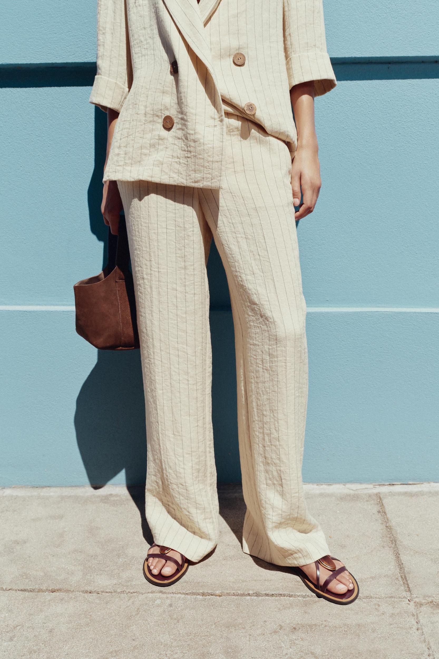 STRIPED STRAIGHT LEG PANTS Product Image